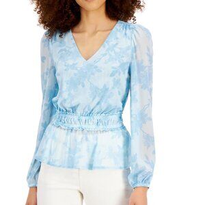 NWT INC International Concepts Floral Print Peplum Top Medium